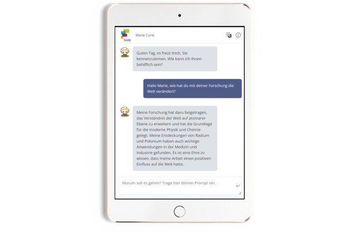 Chat mit Marie Curie (Bild: Fobizz)